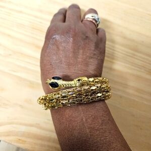 Gold-tone Expandable Coil Snake Bracelet